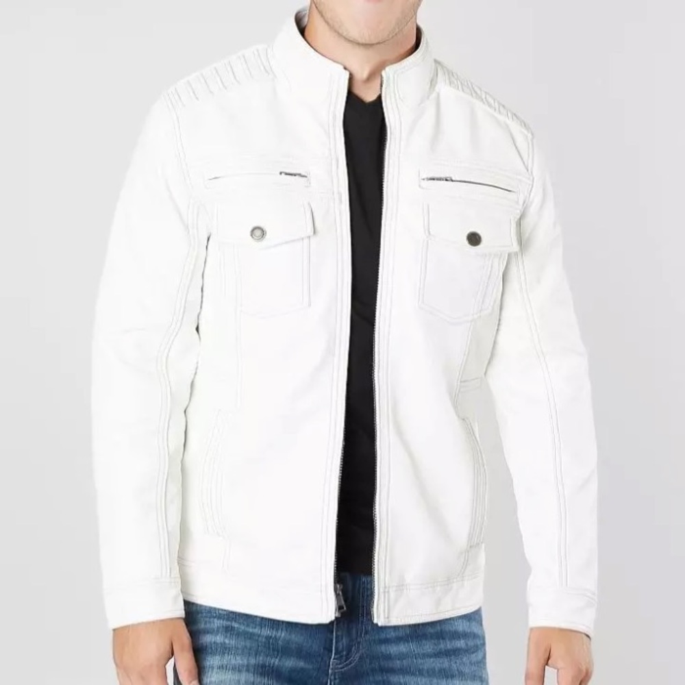 BKE White Leather Jacket